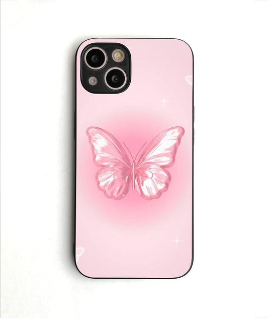 Pink Butterfly Glass case